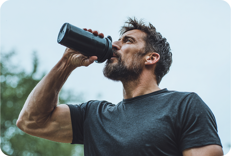 Man drinking protein shake
